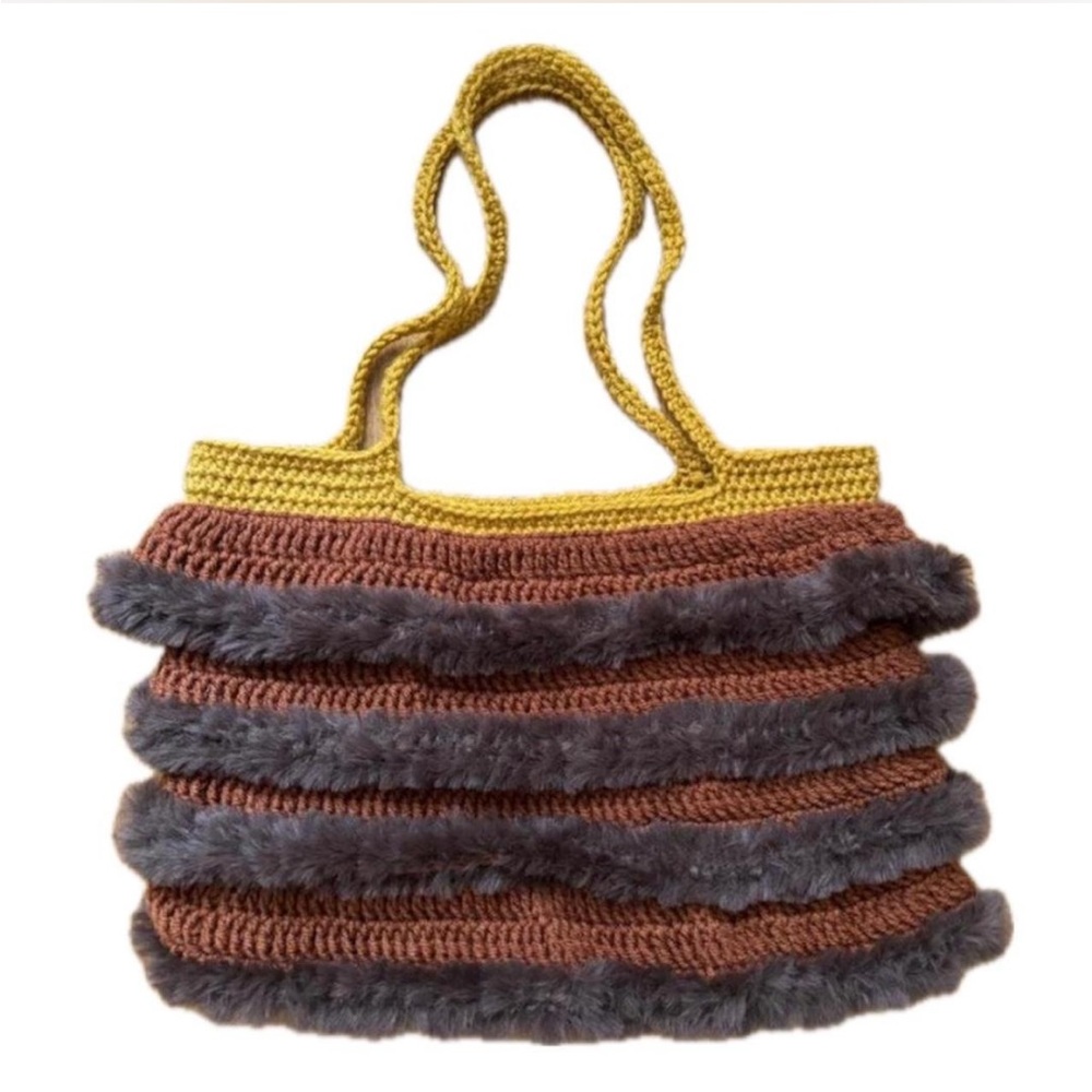 Handmade crochet shoulder hand bag.